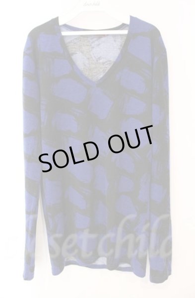 画像1: SEANA / 総柄ニットソー L ブルー T-25-12-11-052-SE-to-YM-ZT341 (1)