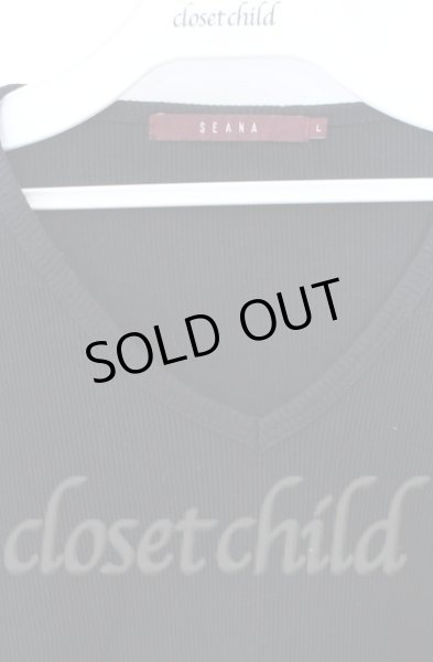 画像2: SEANA / テレコVネックカットソー L ブラック T-25-12-11-057-SE-to-YM-ZT (2)