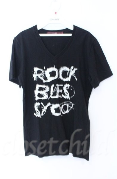 画像1: SEANA / ROCK BLESS YOU VネックTシャツ L ブラック T-25-12-11-060-SE-ts-YM-ZT (1)