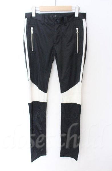 画像1: NO ID. / バイカラージャージライダーススキニーパンツ 2 ブラックｘホワイト T-25-12-11-063-NO-pa-YM-ZT (1)
