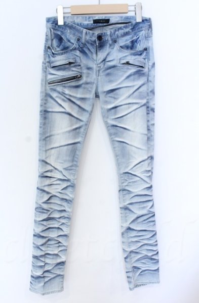 画像1: CIVARIZE / Restitution加工ZIPスキニーデニムパンツ 42 ブルー T-25-12-11-067-CI-pa-YM-ZT1211M (1)