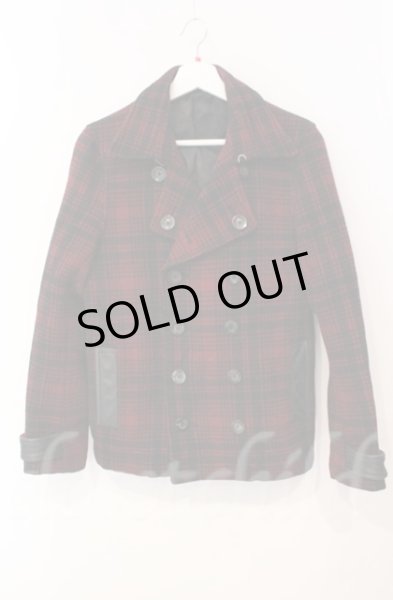 画像1: NO ID. / パイピングPコート 1 ブラックｘレッド T-25-12-11-009-NO-ou-YM-ZT1211L (1)