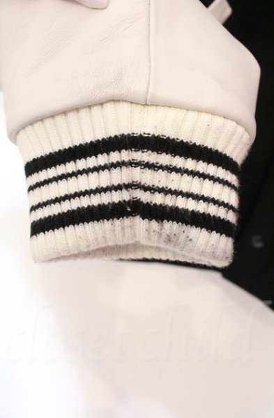 画像3: JACKROSE / ラムレザー袖スタジャン 3 ブラックｘホワイト T-25-12-11-010-JA-ou-YM-OS (3)