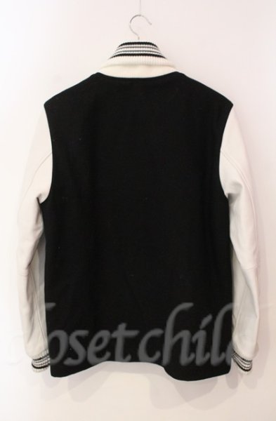 画像4: JACKROSE / ラムレザー袖スタジャン 3 ブラックｘホワイト T-25-12-11-010-JA-ou-YM-OS (4)