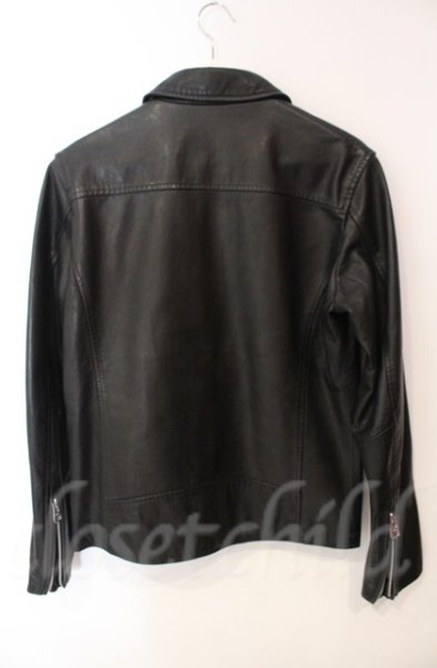 画像4: Black by VANQUISH / 衿付きシングルライダースジャケット S ブラック T-25-12-11-013-Bl-ja-YM-OS (4)