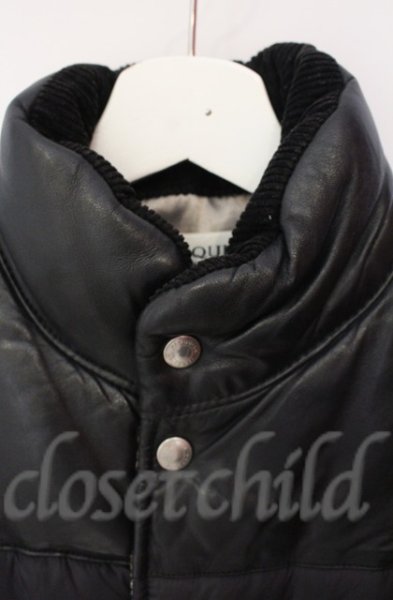 画像2: VANQUISH / ラムレザー切り替え中綿ナイロンベスト M ブラック T-25-12-11-015-VA-ja-YM-OS (2)