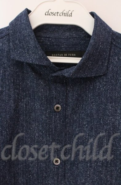 画像2: GOSTAR DE FUGA / ストレッチシアサッカーワイドカラーシャツ 44 ブルー T-25-12-11-020-GO-sh-YM-ZT (2)