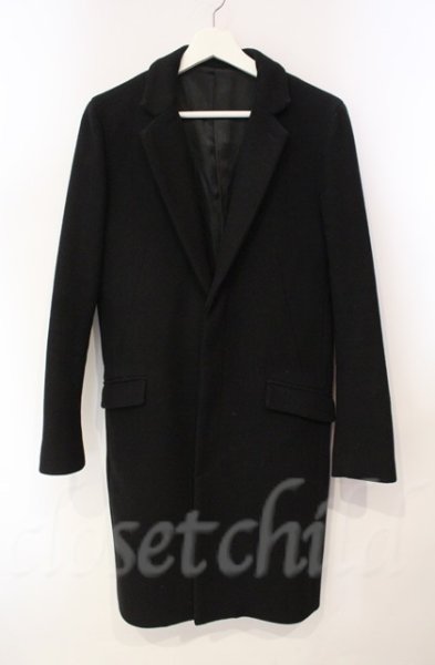 画像1: GOSTAR DE FUGA / スーパー120メルトンウールロングチェスターコート 44 ブラック T-25-12-11-022-GO-ou-YM-ZT (1)