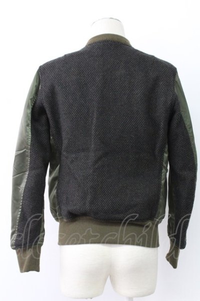 画像2: 5351pour les Hommes / ナイロン×ツィード MA-1　ジャケット 44 カーキ T-25-12-12-019-53-ou-YM-ZT (2)
