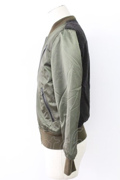 画像3: 5351pour les Hommes / ナイロン×ツィード MA-1　ジャケット 44 カーキ T-25-12-12-019-53-ou-YM-ZT (3)