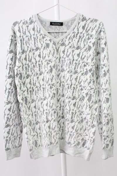 画像1: TORNADO MART / カモフラモールリンクスVネックニット M ホワイトｘグレー T-25-12-12-003-TO-to-YM-ZT136 (1)