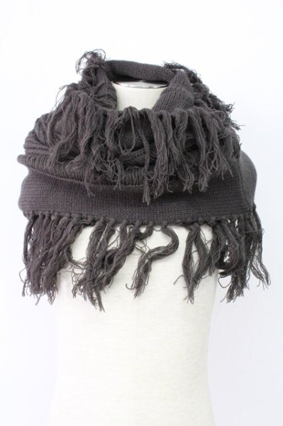 画像1: Moonage Devilment / フリンジニットネックウォーマー  チャコール T-25-12-12-027-Mo-0-YM-ZT (1)