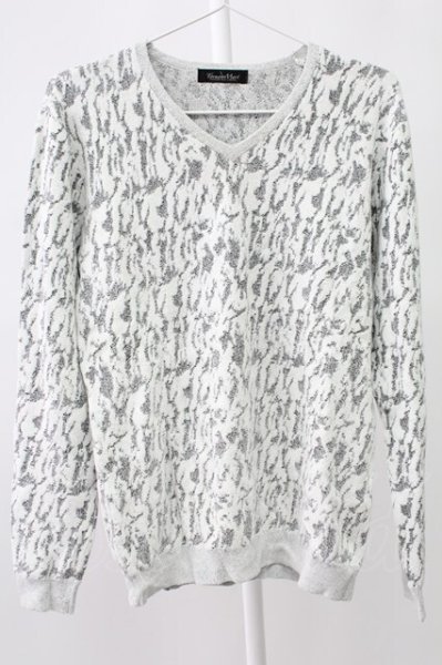 画像1: TORNADO MART / カモフラモールリンクスVネックニット M ホワイトｘグレー T-25-12-12-004-TO-to-YM-ZT136 (1)