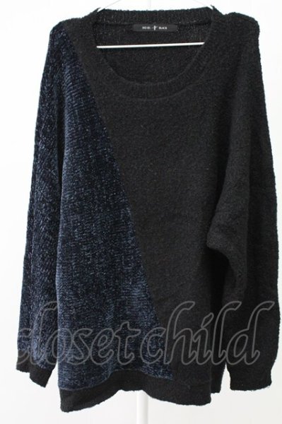 画像1: NO ID. BLACK / 切替ドルマンスリーブプルオーバーニット ONE ネイビーｘブラック T-25-12-12-008-NO-to-YM-ZT (1)