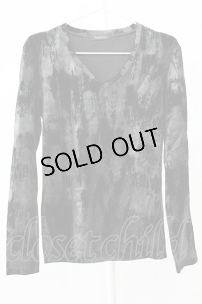 画像1: TORNADO MART / 箔加工ベルベットストレッチVネック M ブラック T-25-12-12-009-TO-to-YM-ZT (1)