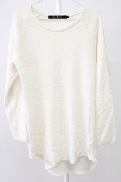 画像1: NO ID. BLACK / ウールパイルロングニットソー 1 ホワイト T-25-12-12-002-NO-to-YM-ZT (1)