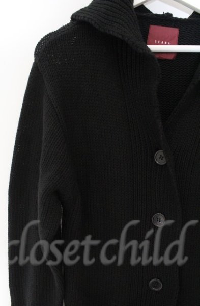 画像2: SEANA / ケーブルニットフード付きロングカーディガン L ブラック T-25-12-13-027-SE-to-YM-ZT1213N (2)