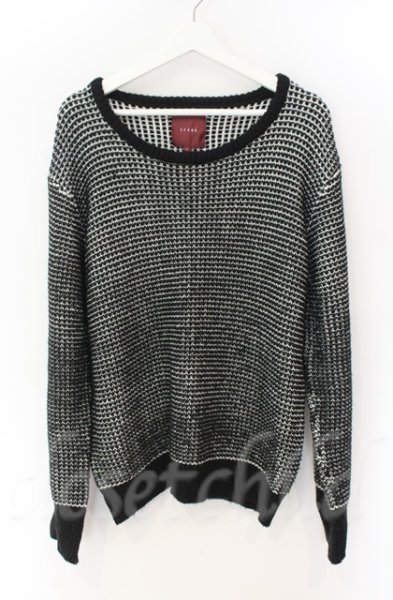 画像1: SEANA / MIXニットプルオーバー L ブラックｘホワイト T-25-12-13-033-SE-to-YM-ZT1213N (1)