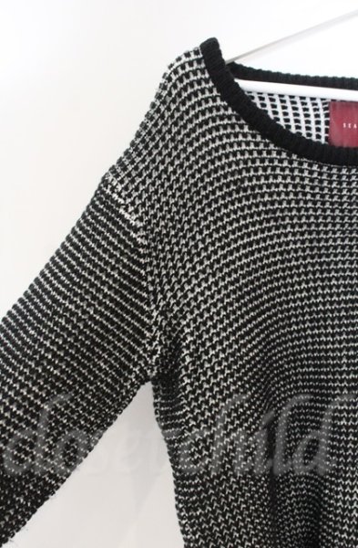 画像2: SEANA / MIXニットプルオーバー L ブラックｘホワイト T-25-12-13-033-SE-to-YM-ZT1213N (2)