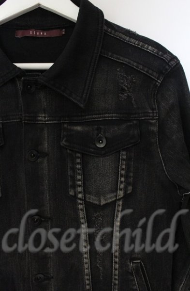 画像2: SEANA / ダメージストレッチデニムジャケット L ブラック T-25-12-13-035-SE-ja-YM-ZT1213N (2)