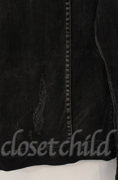 画像4: SEANA / ダメージストレッチデニムジャケット L ブラック T-25-12-13-035-SE-ja-YM-ZT1213N (4)