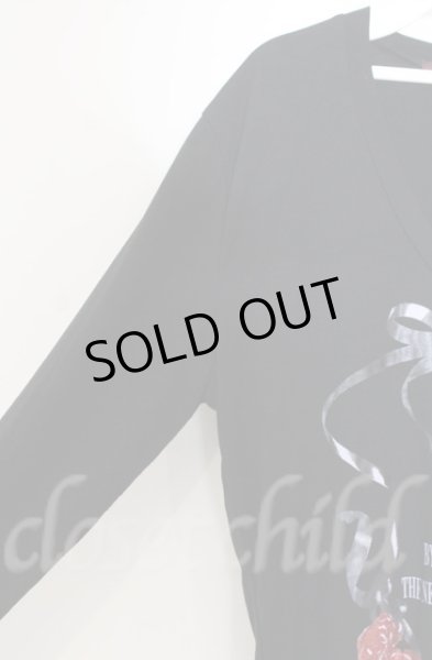 画像2: SEANA / ローズプリントVネックカットソー L ブラック T-25-12-13-040-SE-ts-YM-ZT1213N (2)