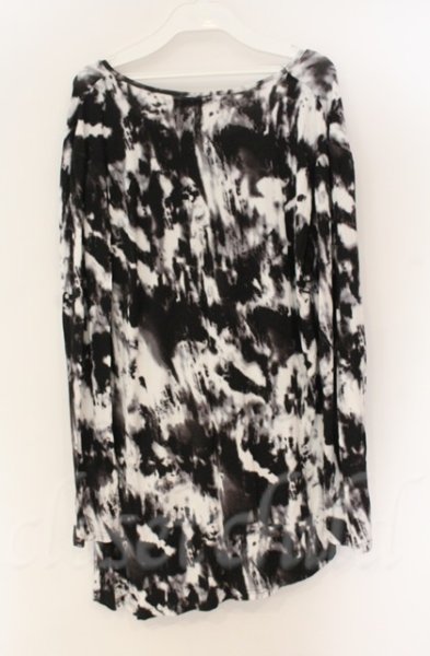 画像3: SEANA / ブリーチ総柄ドレープネックカットソー L ブラックｘホワイト T-25-12-13-043-SE-ts-YM-ZT1213N (3)