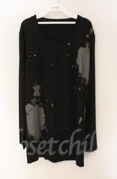 画像1: SEANA / スプラッシュペイントロングカットソー L ブラック T-25-12-13-046-SE-to-YM-ZT1213N (1)