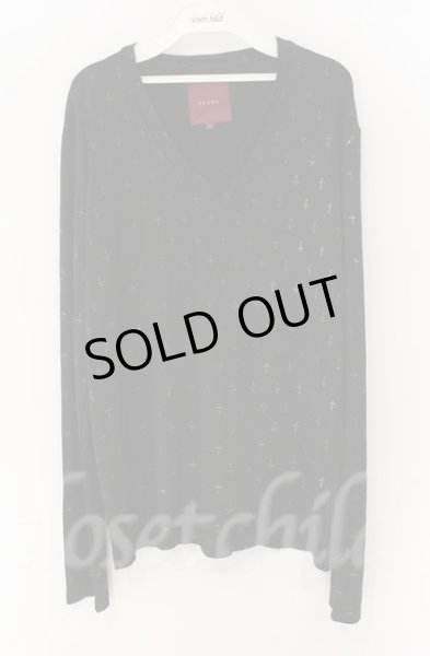 画像1: SEANA / 立体クロス総柄Vネックカットソー L ブラック T-25-12-13-047-SE-to-YM-ZT1213N (1)