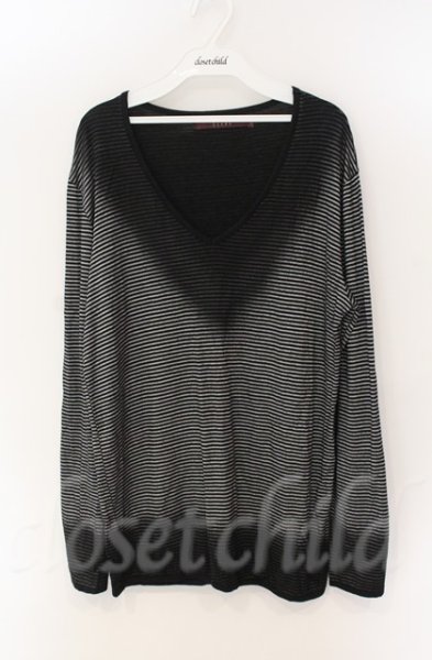 画像1: SEANA / グリッターグラデーションVネックカットソー L ブラックｘシルバー T-25-12-13-048-SE-to-YM-ZT1213N (1)