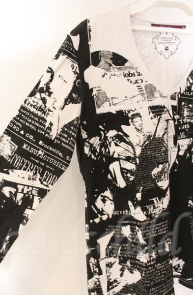 画像2: SEANA / ガゼットプリントロングカットソー XL ホワイト T-25-12-13-052-SE-to-YM-ZT1213N (2)