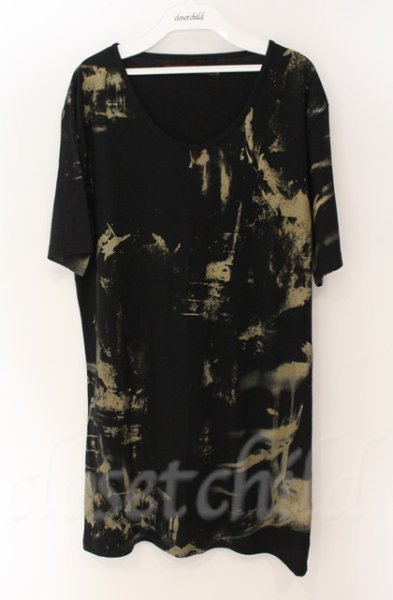 画像1: SEANA / 総柄プリントUネックロングTシャツ XL ブラック T-25-12-13-059-SE-ts-YM-ZT1213N (1)