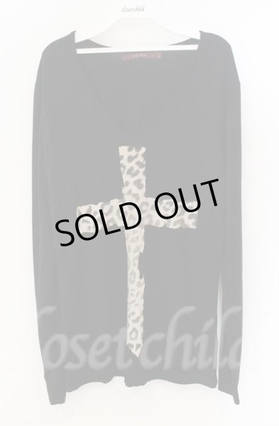 画像1: SEANA / レオパードクロスロングTシャツ L ブラック T-25-12-13-060-SE-ts-YM-ZT1213N (1)