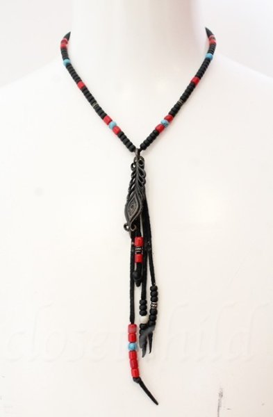 画像1: BLACK HONEY CHILI COOKIE / Peacock Feather Beads ネックレス  ブラックｘマルチ T-25-12-13-076-BL-ac-YM-ZT1213P (1)
