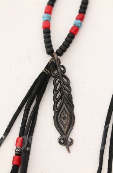 画像3: BLACK HONEY CHILI COOKIE / Peacock Feather Beads ネックレス  ブラックｘマルチ T-25-12-13-076-BL-ac-YM-ZT1213P (3)