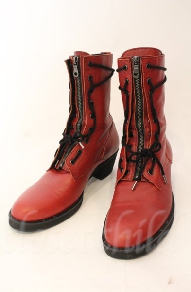 画像1: NO ID. / カウレザーコンバットブーツ サイズ40（約26.5cm） レッド T-25-12-13-077-NO-sho-YM-ZT1213P (1)