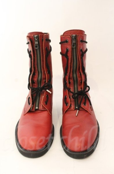 画像2: NO ID. / カウレザーコンバットブーツ サイズ40（約26.5cm） レッド T-25-12-13-077-NO-sho-YM-ZT1213P (2)