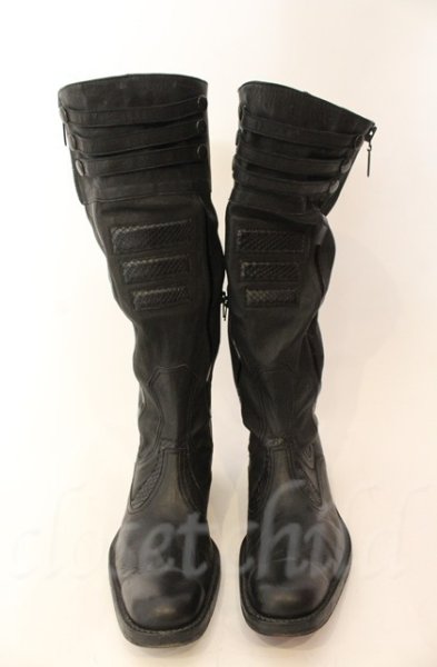 画像2: Hiromu Takahara / クラッシュディアロングブーツ 42（約27cm） ブラック T-25-12-13-078-Hi-sho-YM-ZT1213P (2)
