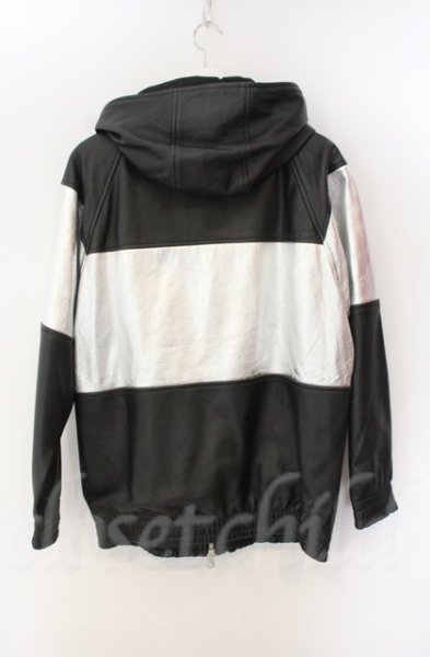 画像4: NO ID. BLACK / シープレザーセミアニリンフーデッドブルゾン　ジャケット ONE ブラックｘシルバー T-25-12-13-010-NO-ou-YM-ZT1213P (4)