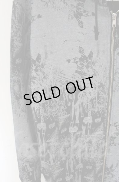 画像2: THE TEST / ｘSANATORIUM 総柄パーカー F ブラックｘグレー T-25-12-13-011-TH-to-YM-ZT1213P (2)