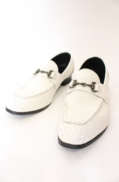 画像1: GOSTAR DE FUGA / 編み込みビットローファー 42（約26.5cm） ホワイト O-25-12-16-062-GO-sho-YM-ZT1216R (1)