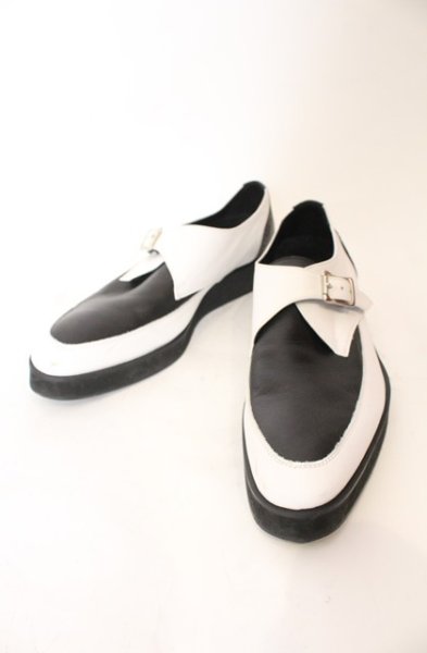 画像1: FUGA / レザーモンクストラップシューズ 42（約26.5cm） ブラックｘホワイト O-25-12-16-063-FU-sho-YM-ZT1216R (1)