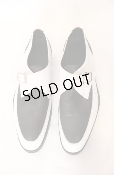 画像2: FUGA / レザーモンクストラップシューズ 42（約26.5cm） ブラックｘホワイト O-25-12-16-063-FU-sho-YM-ZT-S002 (2)