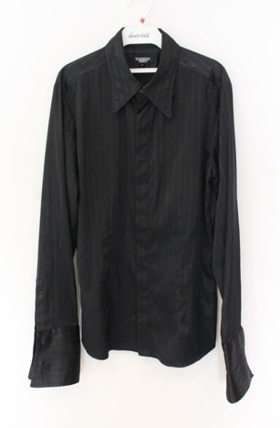 画像1: TORNADO MART / ストライプ比翼シャツ L ブラック O-25-12-16-020-TO-sh-YM-ZT1216Q (1)