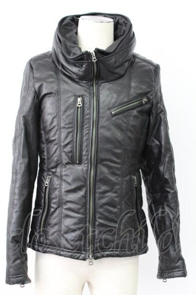 画像1: CIVARIZE / ゴートレザー宇宙襟ダウンジャケット 44 ブラック T-25-12-19-020-CI-ou-YM-ZT (1)
