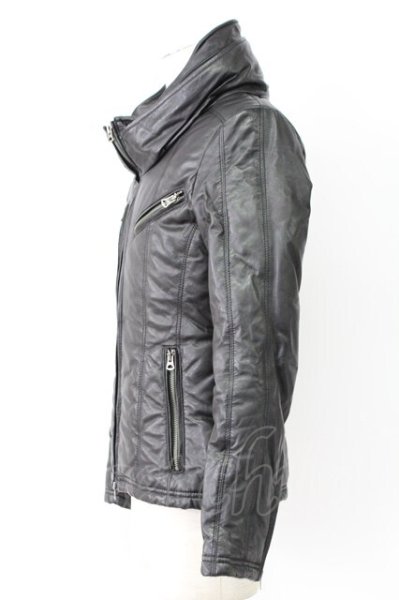 画像3: CIVARIZE / ゴートレザー宇宙襟ダウンジャケット 44 ブラック T-25-12-19-020-CI-ou-YM-ZT (3)