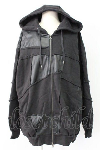 画像1: CIVARIZE / PUパッチワークZIPUPパーカー F ブラック T-25-12-19-022-CI-ou-YM-ZT (1)