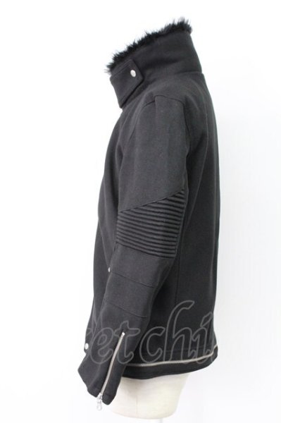 画像3: NO ID. BLACK / ハイネックエコファーライダースジャケット 2 ブラック T-25-12-19-023-NO-ou-YM-ZT (3)