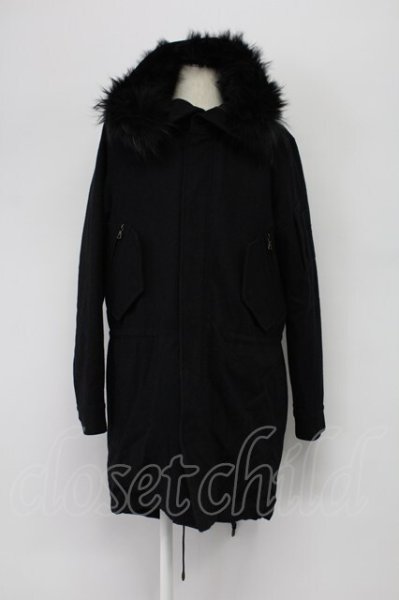 画像1: NO ID. / ウールメルトンtype M-51コート 2 ブラック T-25-12-19-025-NO-ou-YM-ZT (1)