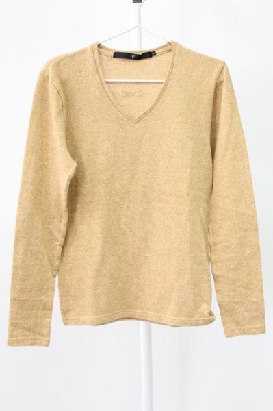 画像1: NO ID. / アクリルコットンVネックニットソー 1 ライトブラウン T-25-12-19-004-NO-to-YM-ZT (1)
